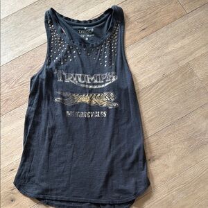 Lucky Brand Triumph Motorcycles Black Sleeveless Racerback StuddedTank top S